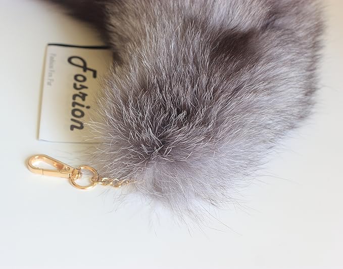 Fosrion Real Fox Tail Fur Hair Cat Catching Hunting Playing Bites Toy (Silver Fox, Only Tail)