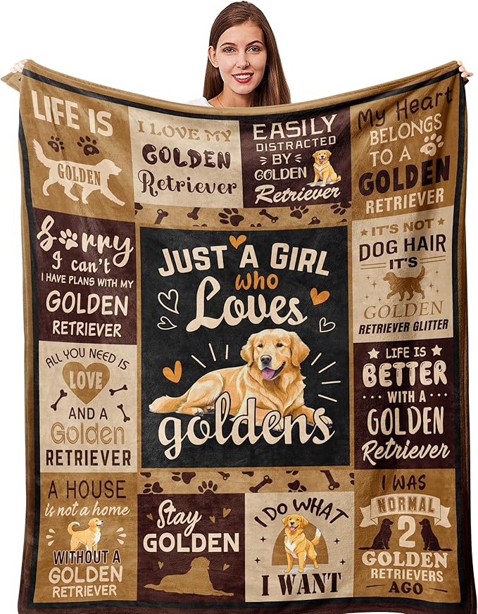 Golden Retriever Gifts for Women, Gifts for Golden Retriever Lovers/Kids/Dog Throw Blanket 50"x60"