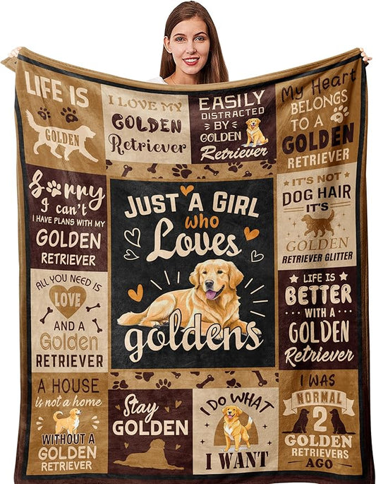 Golden Retriever Gifts for Women, Gifts for Golden Retriever Lovers/Kids/Dog Throw Blanket 50"x60"