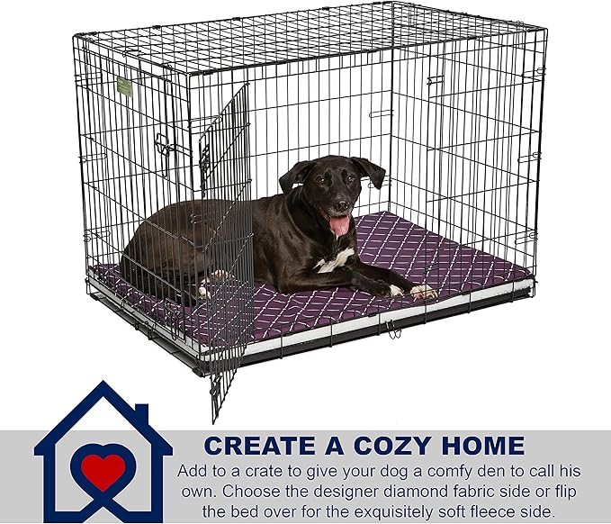 MidWest Homes for Pets Quiet Time Couture Paxton Dog Pad/Pet Bed in Plum Fleece with Pillow Cover, Plum, 24"