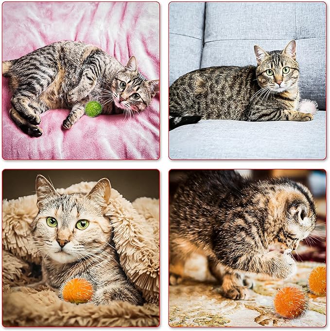 VAPKER 30 Pcs Cat Ball Toys Sparkle Balls Extra Large 2 Inch Cat's Favorite Chase Glitter Ball Glitter Tinsel Pom Poms Balls White Color