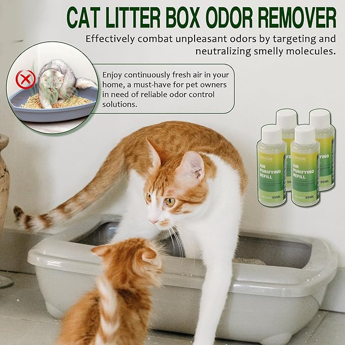 (4 Bottles, Fresh Lotus) Cat Litter Deodorizer for PETKIT PuraX PuraMax Self-Cleaning Cat Litter Box Odor Eliminator for Strong Odor Remover Litter Box Deodorizer Replaced Odor Removers Refills