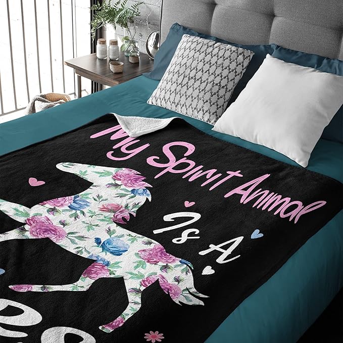 RAMEN BLANKET My Spirit Animal are Horses Blanket Throw Super Soft and Cozy Blankets for Home Decoration, Couch, Bed, Sofa 60 in x 50 in Medium for Teen for All Seasons