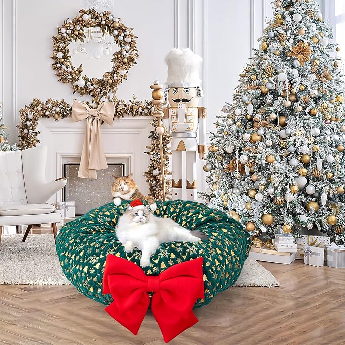 Cat Tunnel Bed,Collapsible Cat Donut Tunnel,Circle Foldable Peekaboo Cat Cave,Enrichment Cat Tube for Indoor Cats,Puppy and Pet