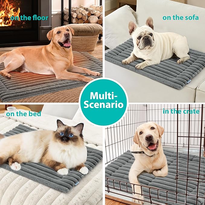 Luxury Soft Self Warming Cat Bed, 24" x 18" Thermal Warm Small Dog Pad for Indoor & Outdoor, Washable Pet Mat with Non-Slip Bottom (Beige)