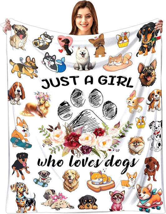 Dog Blanket Gifts for Girls Women, Dogs Blankets Gifts for Dog Lovers, Dogs Birthday Gifts Decor Throw Blanket 50" x 40"