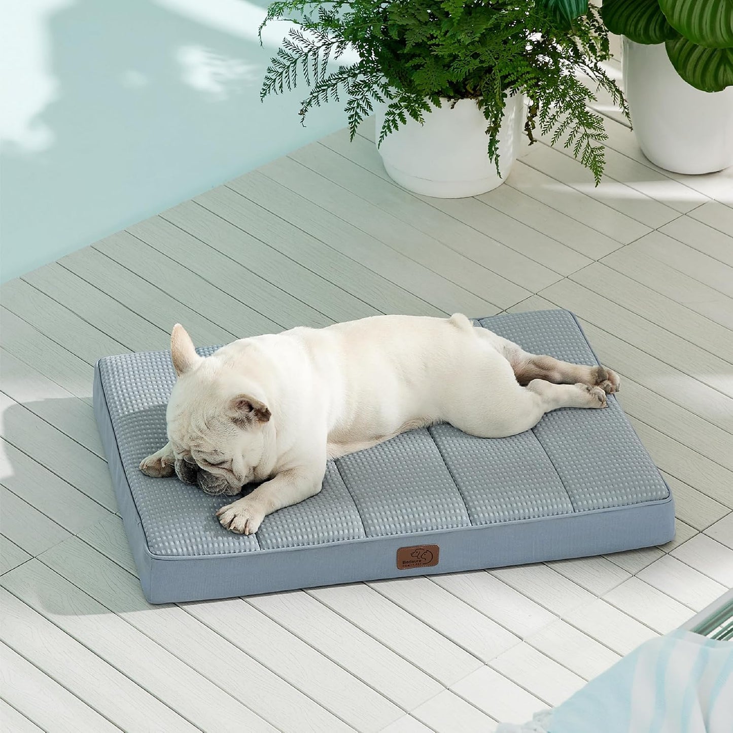 Bedsure Cooling Dog Bed for Medium Dogs - Orthopedic Flat Puppy Beds with Removable Washable Cover, Egg Crate Foam Pet Mat, Suitable for Pet Up to 35 lbs