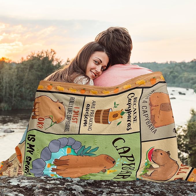Capybara Gifts for Girls Boys Women Men, Birthday Decorations Gifts for Capybara Lovers Throw Blanket 60" X 50"