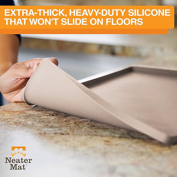 Neater Pet Brands Neater Mat Pet Mats for Food and Water, Dog Bowl Mat Waterproof Silicone, Pet Mat for Dog or Cat, Dog Food Mats for Floors Waterproof, Dog Water Mat & Dog Food Mat with Raised Edge