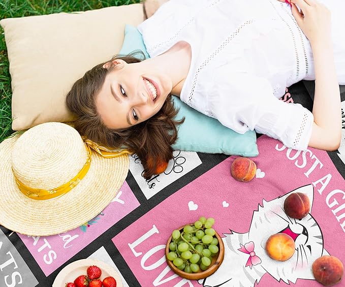 Cat Blanket Gifts 50"x60", Cat Gifts for Women, Cat Lover/Mom/Lady Gifts