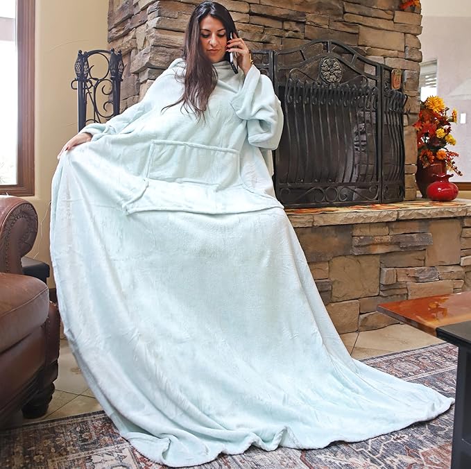 Solaris Wearable Blanket with Sleeves for Adults, Softness Comfort Warmth Fleece Gift for Women Men, Snuggy Body Throw TV Blanket for Home Office Lounge, Gift for Your Lover