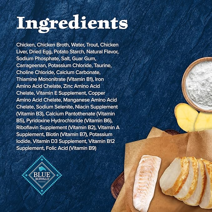 Blue Buffalo Wilderness Wild Delights Adult Flaked Wet Cat Food, High-Protein & Grain-Free, Made with Natural Ingredients, Chicken & Trout Recipe in Tasty Gravy, 3-oz Cans (24 Count)