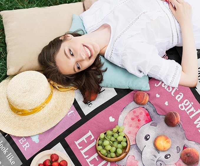 Elephant Decor & Gift Ideas - Cute Cartoon Elephant Print Throw Blanket, 60"x80"