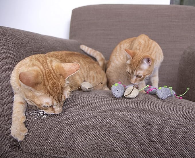 SmartyKat Skitter Critters Value Pack Catnip Cat Toys - Gray/Cream, Set of 10