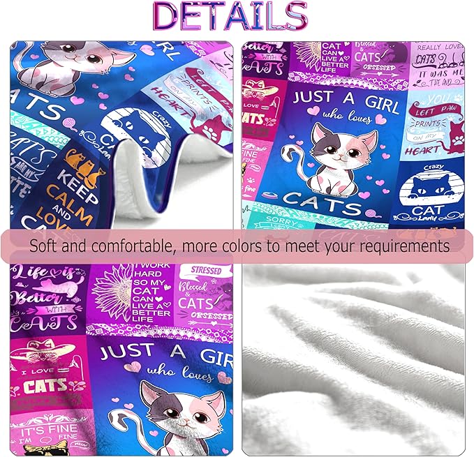 Cat Blanket Ultra Soft Flannel Throw Blanket Lightweight Cozy Plush Blanket for Gifts for Cat Lovers 50"X40"
