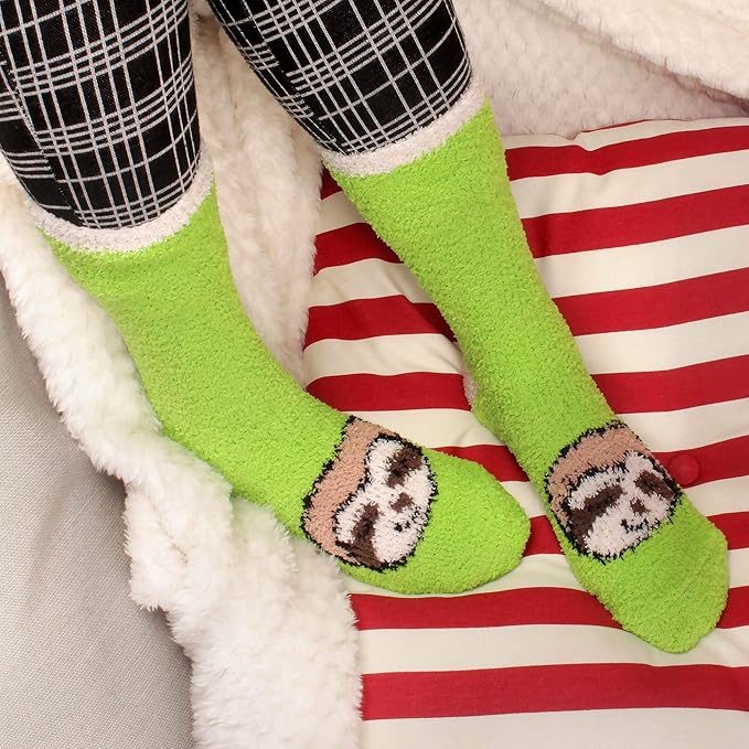 BambooMN Women's Super Soft Warm Microfiber Fuzzy Cozy Animal Socks or Christmas Winter Animal Socks, Value Pack
