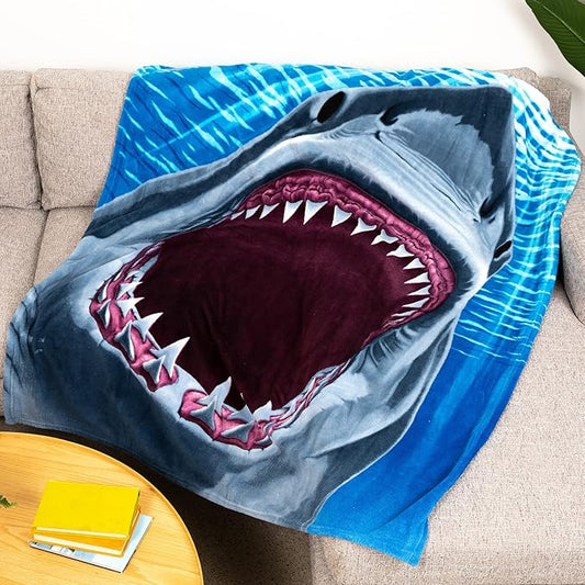 Dawhud Direct White Shark Fleece Blanket - 50x60-Inch Soft Plush Throw for Kids and Adults - Cozy Shark Blanket for Bed, Couch, or Outdoor Use - Ideal for Sharks Lovers and Bedroom Decoration