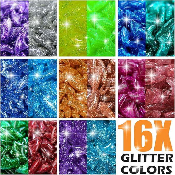 16x Glitter Colors / 160 pcs | Cat Nail Caps | Cat Claw Covers with Adhesives and Applicators (S)