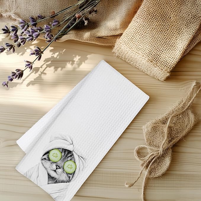 Funny Cat Hand Towels, Cat Gifts for Women Cat Lovers, Cat Lady Gifts, Cat Bathroom Hand Towels, Cute Hand Towels for Bathroom, Cat Bathroom Decor, 16x24 Inch