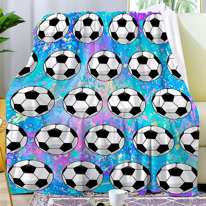 Soccer Blanket Gifts for Girls Ultra Soft Flannel Merch Soccer Throw Blanket for Soccer Lovers Players Team Soccer Gifts Stuff 60""x50""
