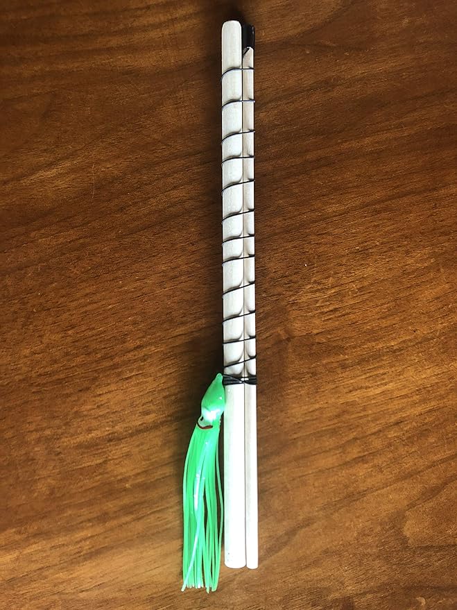 Dynamic Cat Toy | Natural Birch Wood Rod | Green Teaser Exerciser for Cats and Kitten | Interactive Soft | Handcrafted in The USA