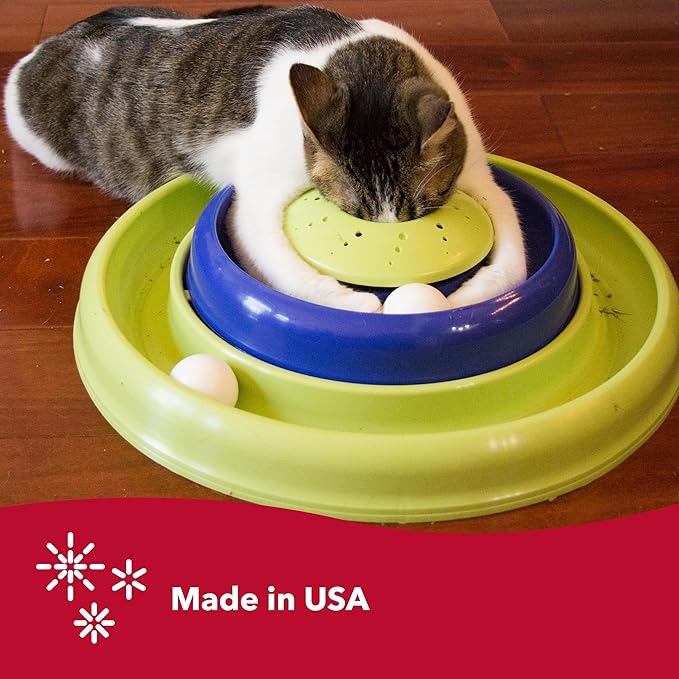 Coastal Pet Turbo Catnip Hurricane Cat Toy - Interactive Double Cat Toy Ball Track - for Cats and Kittens - Green and Blue - 16"