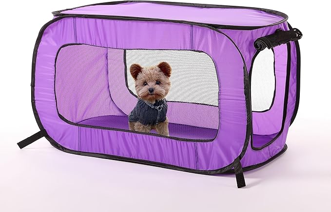 Beatrice Home Fashions Portable, Collapsible, Pop Up Kennel Travel Cat and Dog Crate, 32.5" L x 19.5" W x 19.5" H, Purple