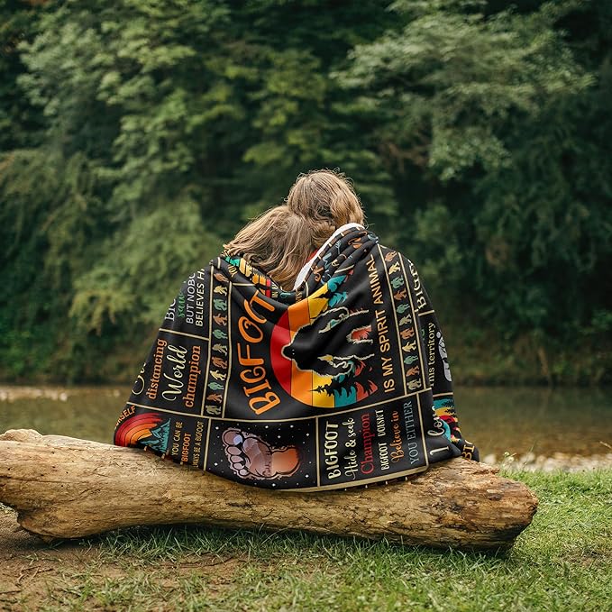 XALAZY Bigfoot Gifts Blanket 50"X60", Sasquatch Gifts, Big Foot Sasquatch Gifts for Kids, Hide and Seek Champion Throw, Funny Bigfoot Blanket