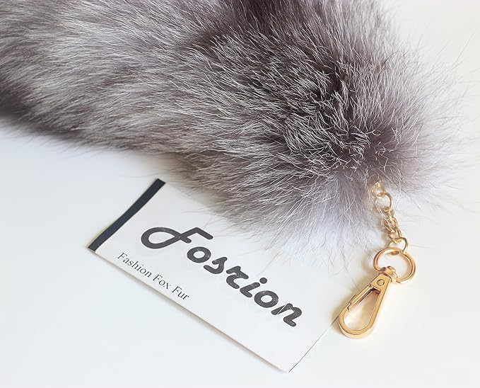 Fosrion Real Fox Tail Fur Hair Cat Catching Hunting Playing Bites Toy (Silver Fox, Only Tail)
