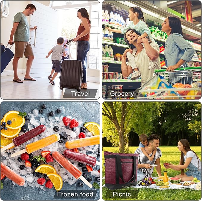 BeeGreen Insulated Cooler Bag Leakproof Freezer Shopping Tote for Groceries Thermal Food Delivery Bag