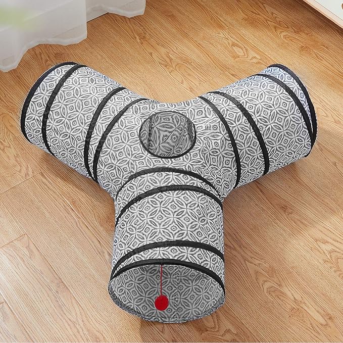 Tempcore Pet Cat Tunnel Tube Cat Toys 3 Way Collapsible, Cat Tunnels for Indoor Cats，Kitty Tunnel Bored Cat Pet Toys Peek Hole Toy Ball Cat, Puppy, Kitty, Kitten, Rabbit
