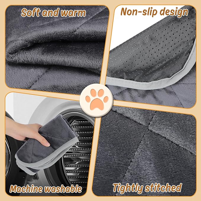 MEWTOGO 4 Pcs Self Warming Cat Bed Mat - 15.7X 19.7in Soft & Warm Self Heating Cat Pad, Washable Pet Bed Mats Reflect Body Heat with Non Slip Bottom for Indoor Cat Gifts