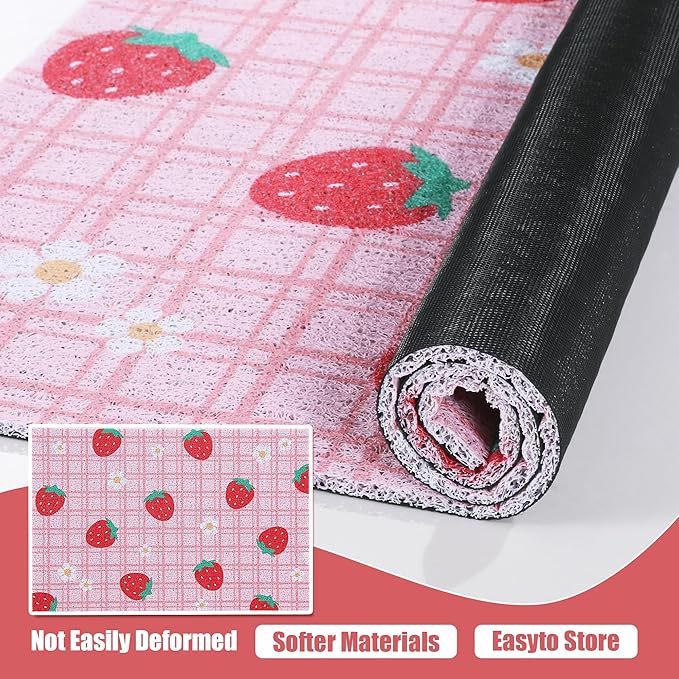 BALAPET Large Cat Litter Mat Litter Trapping Mat Soft and comfortable,Litter Box Mat with Non-slip and Waterproof for Cats Play,Feed and Rest,Easy to Clean，35 * 24in(Strawberries)