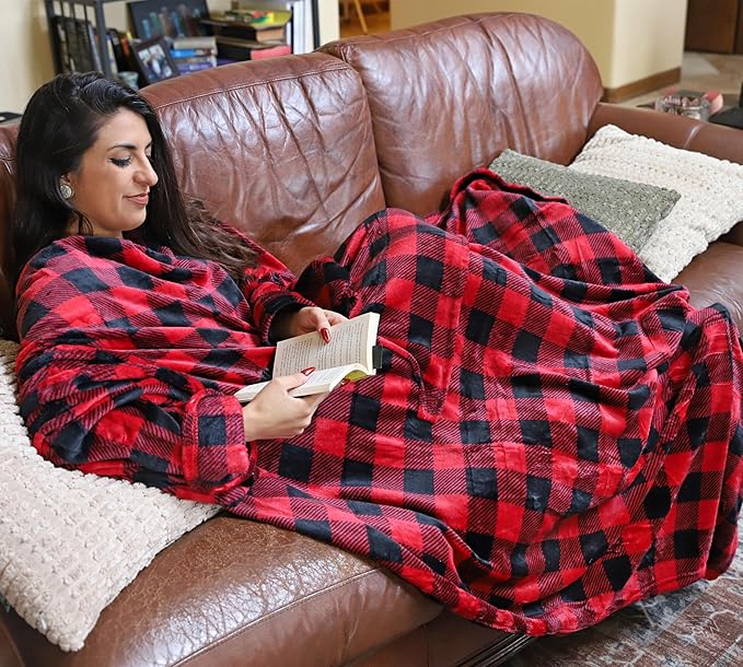 Solaris Wearable Blanket with Sleeves for Adults, Softness Comfort Warmth Fleece Gift for Women Men, Snuggy Body Throw TV Blanket for Home Office Lounge, Gift for Your Lover