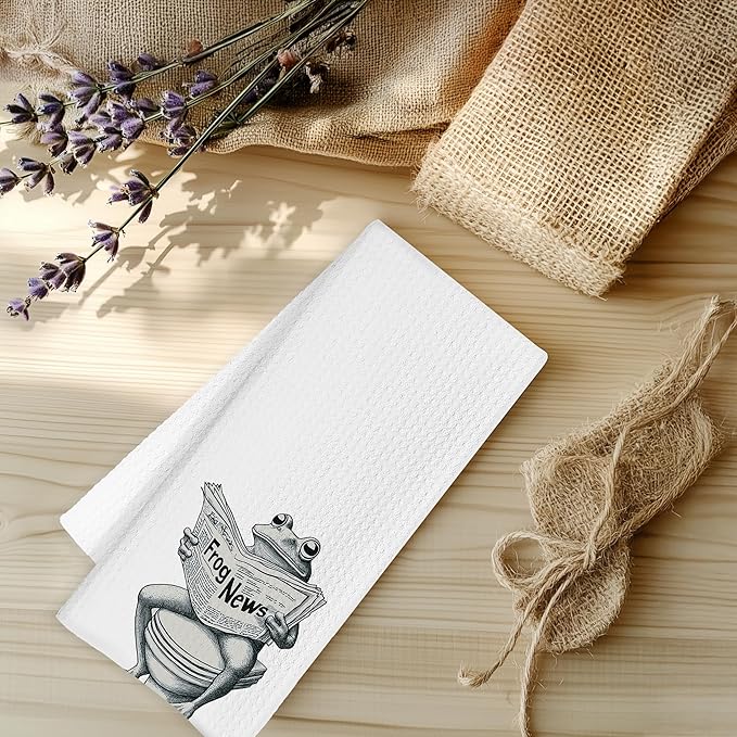 Frog Hand Towels for Bathroom, Frogs Bathroom Hand Towels, Frog Bathroom Decor, Funny Hand Towels, Frog Gifts for Women Frog Lovers, 16x24 Inch