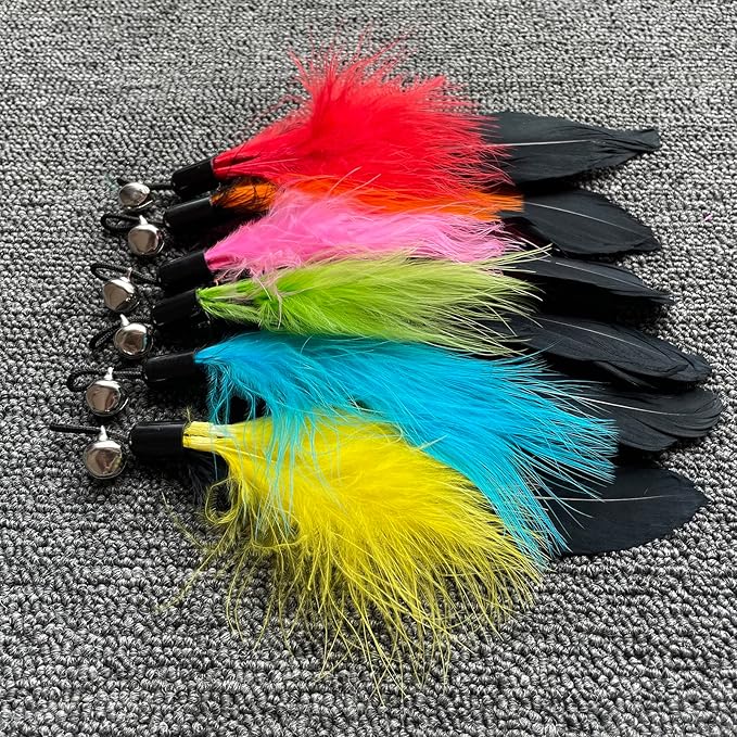 Cat Feather Toy Replacement Cat Wand Toy Refills Cat Teaser Toy Refills,Cat Interactive Cat Wand Toy Replacement Feather for Indoor Cats (A 12Pcs)
