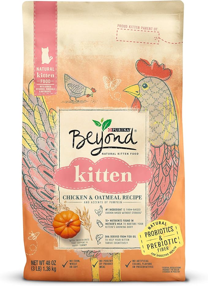 Beyond Purina High Protein, Natural Kitten Food, Kitten Chicken & Oatmeal Recipe - 3 lb. Bag