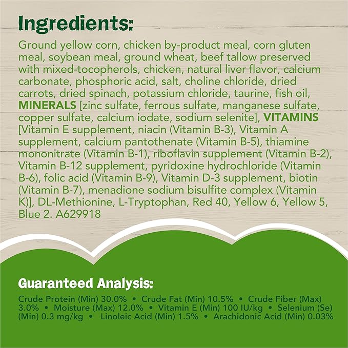 GYCO Chicken & Carrot & Spinach Dry Cat Food, 3.15 lb Bag - Antioxidants to Help Support a Healthy Immune System - No Artificial Flavors Or Preservatives