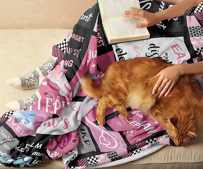 Elephant Decor & Gift Ideas - Cute Cartoon Elephant Print Throw Blanket, 60"x80"