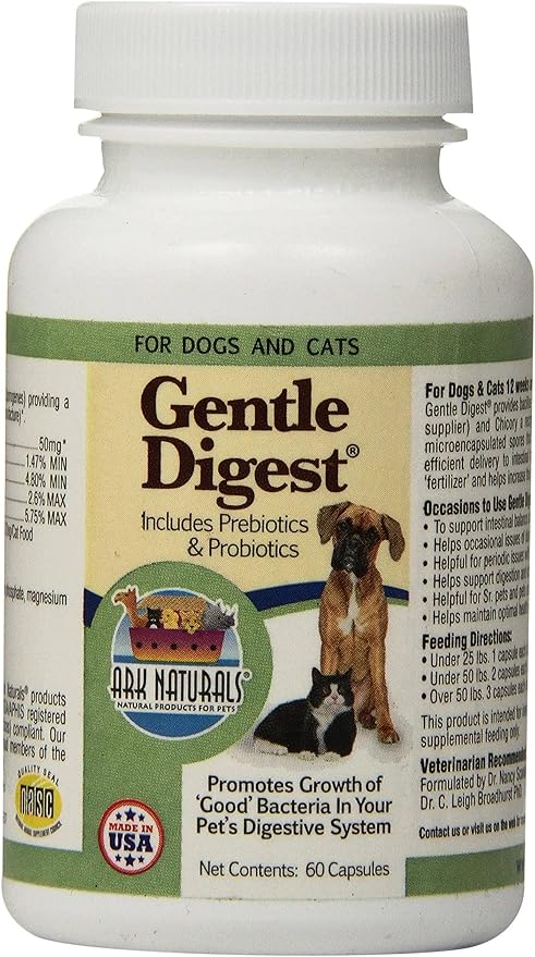 Ark Naturals Gentle Digest for Dogs & Cats, 60-Count Capsules, 5 Pack