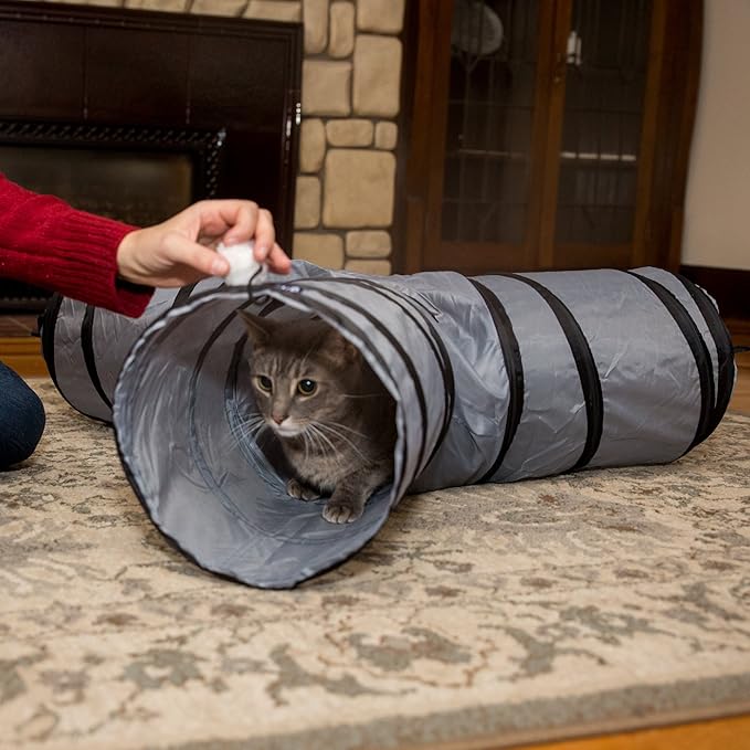 PetLike Cat Tunnel (with Interactive Cat Toy and Catnip Toy) for Indoor Cats Collapsible Pop-up Pet Tube Peek Hole Hideaway Play Toys for Cats with Ball