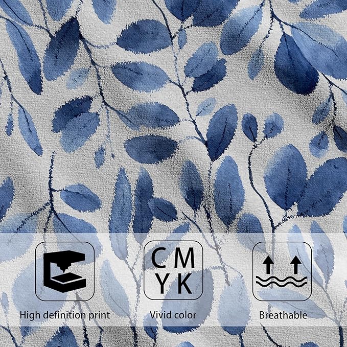 Blue Eucalyptus Leaves Bathroom Hand Towel Set of 2,Watercolor Botanical Plant Leaves Fingertip Kitchen Hand Towel,Soft Absorbent Decorative for Hotel Home Decor