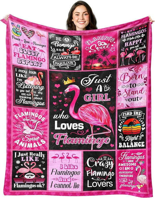 Flamingo Blanket for Women & Girls, Pink Flamingo Throw Blanket - 80" x 60"