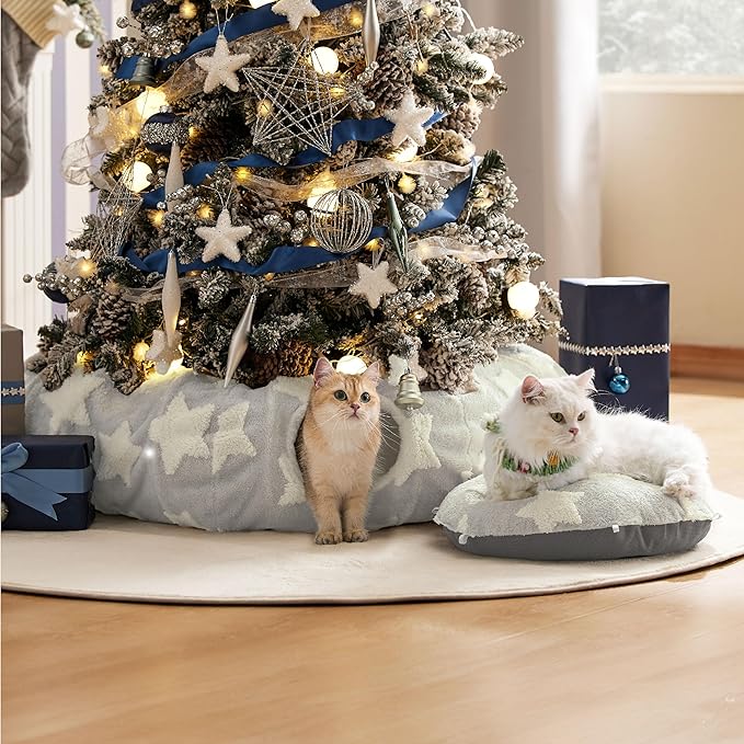 Lesure Cat Tunnel Bed for Indoor Cats - Cute Cat Donut Tunnel with Washable Circle Cushion, Round Pet Play Tunnel Toy for Kitten/Puppy/Rabbit, Grey