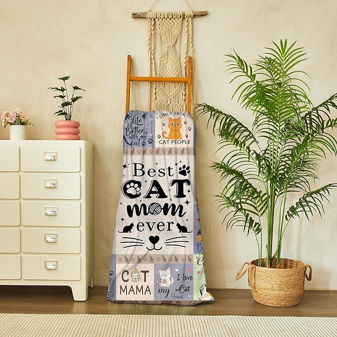 Cat Gifts for Women, Cat Mom Blankets and Throw 60x80 Inch, Cat Blanket for Woman, Cat Lover Gifts for Women for Mothers Day Christmas Thanksigiving