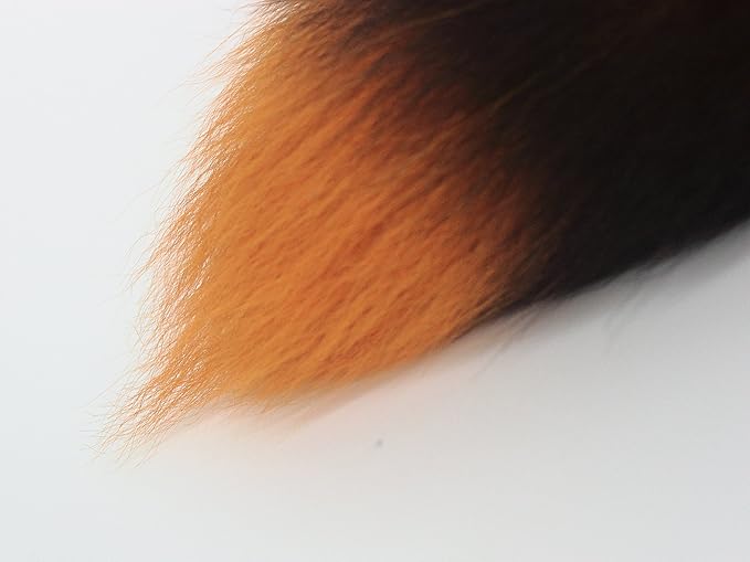 Fosrion Real Colored Yellow Silver Fox Tail Fur Hair Cat Bites Hunting Catching Accompanying Toy (Tanned Orange, Only Tail)