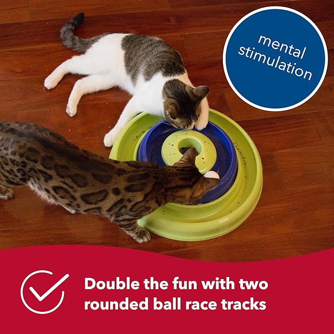 Coastal Pet Turbo Catnip Hurricane Cat Toy - Interactive Double Cat Toy Ball Track - for Cats and Kittens - Green and Blue - 16"