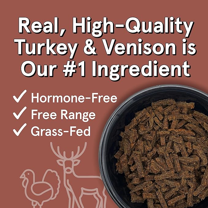 Real Meat Air Dried Cat Food & Dog Food w/Real Turkey & Venison - 14oz of USA-Crafted Grain-Free Dry Dog & Cat Food Sourced from All-Natural Free-Range Venison & Turkey - High Protein Pet Food