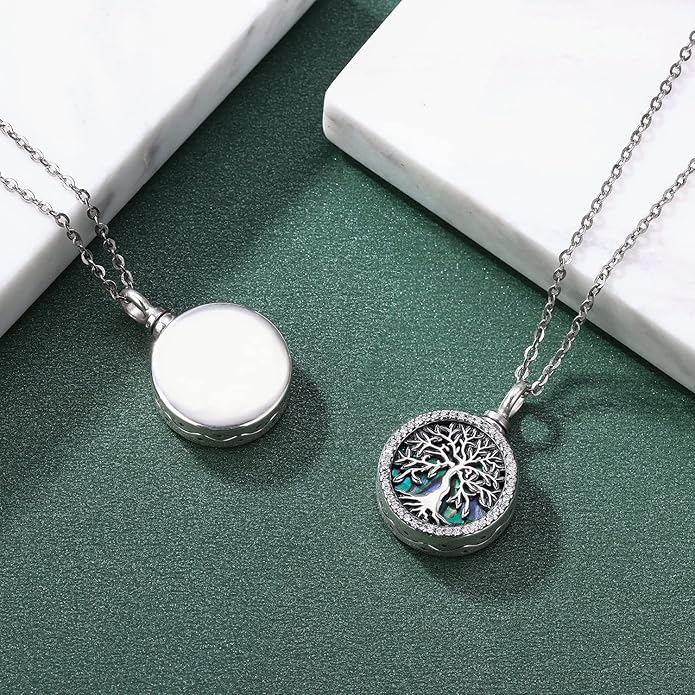 Aniu Cremation Jewelry for Ashes S925 Sterling Silver Urn Necklace Memorial Necklace for Human Ashes of Loved Ones Keepsake Pendant for Men Women