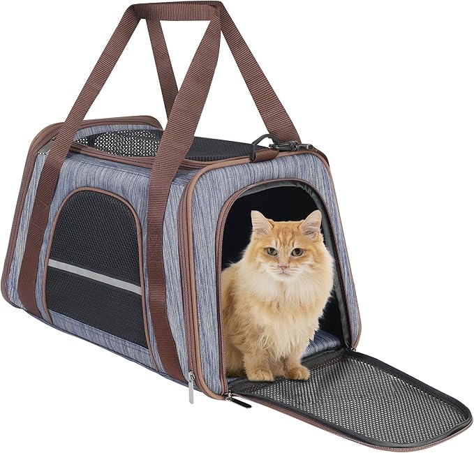 HiCaptain Soft Cat Carrier with Top Mesh Window - Pet Carrier Breathable for Medium Cats and Small Dogs Puppies up to 15 lb (Blue)